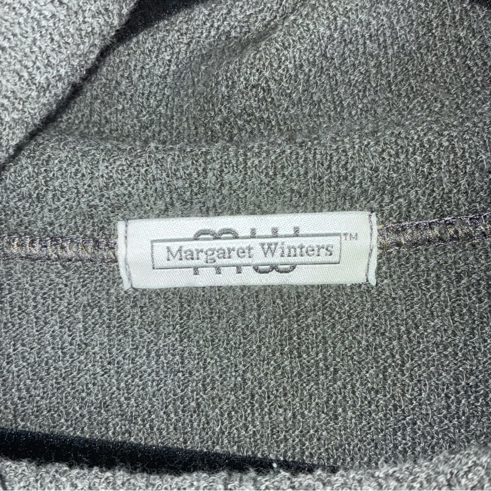 Margaret Winters Colorblock Cowl Neck Lagenlook Sweater in Gray Yellow Size 2X - Picture 6 of 7